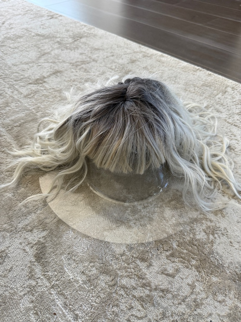 Womens Ash Blonde Ombre Wig with Bangs - Natural-Looking Style